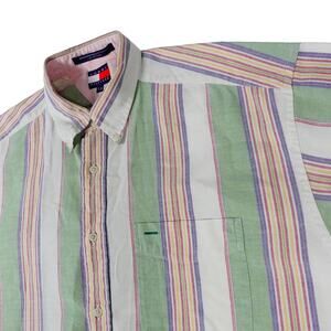 Tommy Hilfiger Vintage Y2K 90s Streetwear Striped Button Up Shirt Large